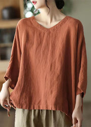 Casual Green O-Neck Embroidered Linen Top Long Sleeve