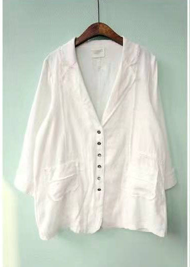 Casual Khaki Patchwork Spring Linen Long Sleeve Tops