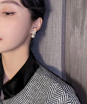 Chic 18K Gold Pearl Zircon Pearl Stud Earrings