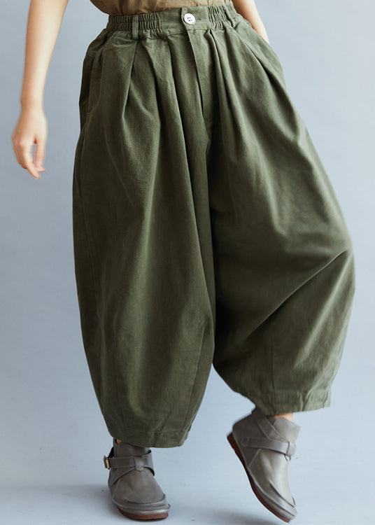 Chic Army Green Pockets Hose mit weitem Bein Frühling
