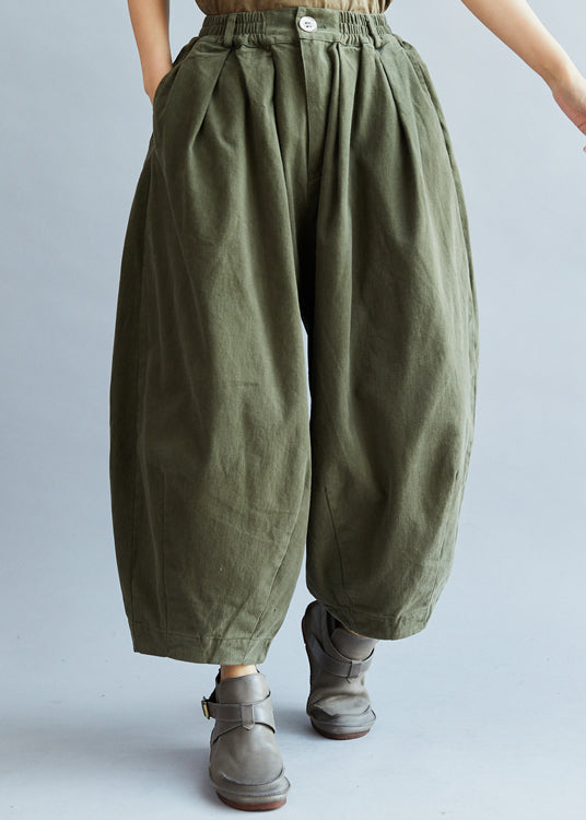 Chic Army Green Pockets Hose mit weitem Bein Frühling