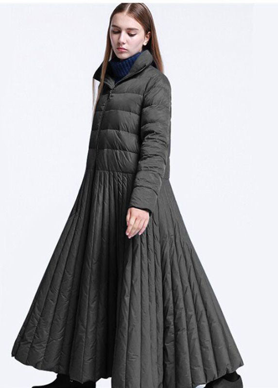 Chic Black Casual Pockets Circle Winter Duck Down coat