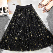 Chic Black Embroidered Sequins tulle Skirts Summer