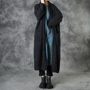 Chic Black Loose Pockets Fall Sweaters Coat