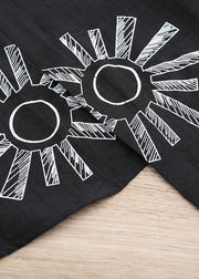 Chic Black Print O-Neck Top und Crop Pants Zweiteilige Sets Summe