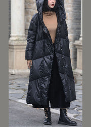 Chic Black hooded Casual Pockets Winter Duck Down Coats