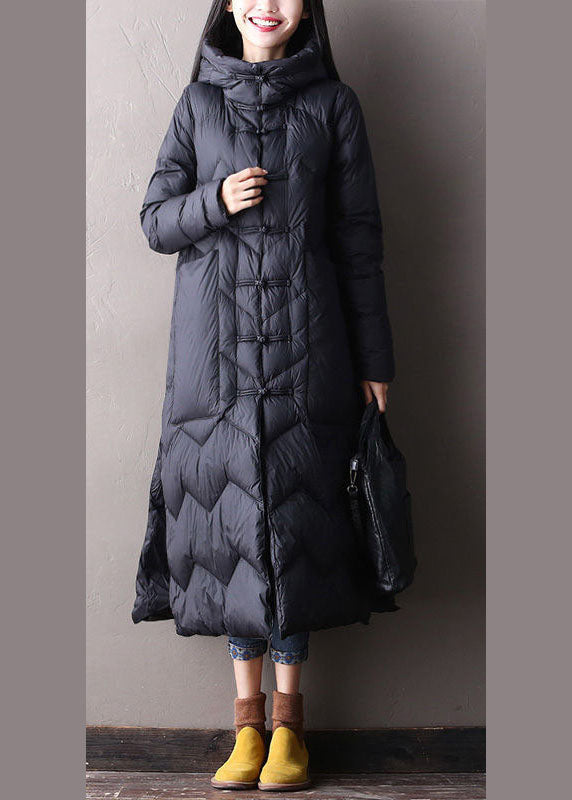Schicker schwarzer Kapuzen-Taschen orientalischer Entendaunen-Winter-warmer Daunenmantel