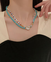 Chic Blue Alloy Pearl Acrylic Princess Necklace