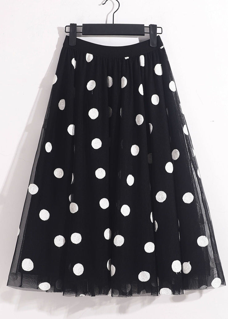 Chic Blue High Waist Oversized Dot Print Tulle Skirt Spring