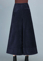 Chic Blue Pockets Button Straight Fall Pants
