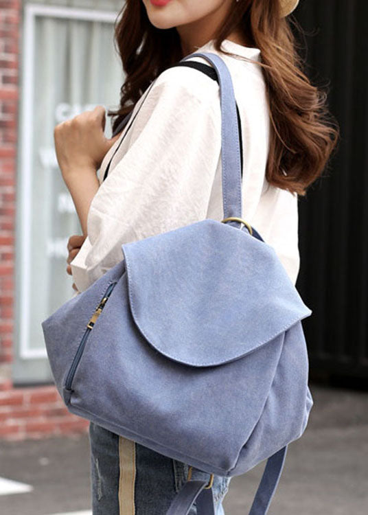 Chic Blue Solid Canvas Satchel Handtasche mit großer Kapazität