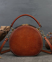 Chic Brown Rabbit Jacquard Circular Calf Leather Satchel Handbag