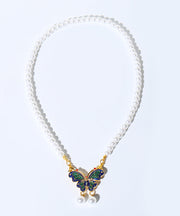 Chic Butterfly Patchwork White Pearl Necklace