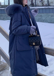 Chic Caramel Hooded Pockets Fur Collar Duck Down Coats Winter