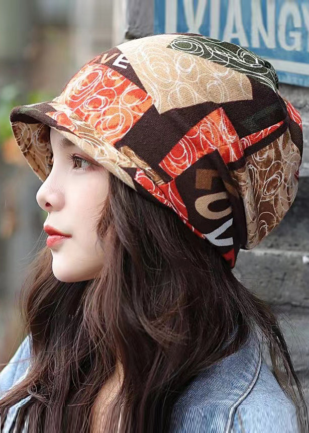 Chic Coffee Print Patchwork Short Eave Boonie Hat