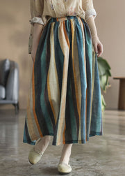 Chic Color stripe Striped Linen a line skirts Spring