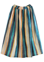 Chic Color stripe Striped Linen a line skirts Spring