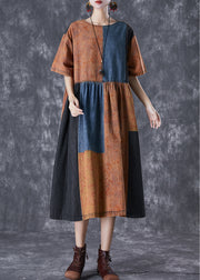 Chic Colorblock Oversized Patchwork Cotton Dresses Summer