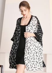Chic Colorblock Zip Up Oversized Letter Print Chiffon Cardigans Summer