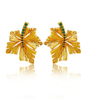 Chic Copper Gold Plated maple leaf Hollow Out Stud Earrings