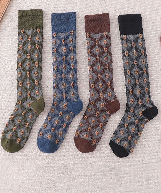 Chic Flower Jacquard Cotton Excecutive Socks