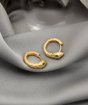 Chic Gold Serpentine Metal Copper Hoop Earrings