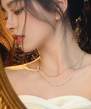 Chic Gold Silk Yarn Multilayer Pearl Tassel Necklace