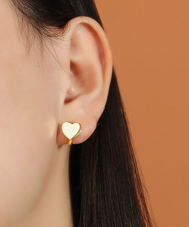 Chic Gold Silver 14K Overgild Heart Hoop Earrings