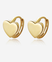Chic Gold Silver 14K Overgild Heart Hoop Earrings