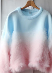Chic Gradient Color Fluffy  Cozy Cotton Knit Sweaters Fall