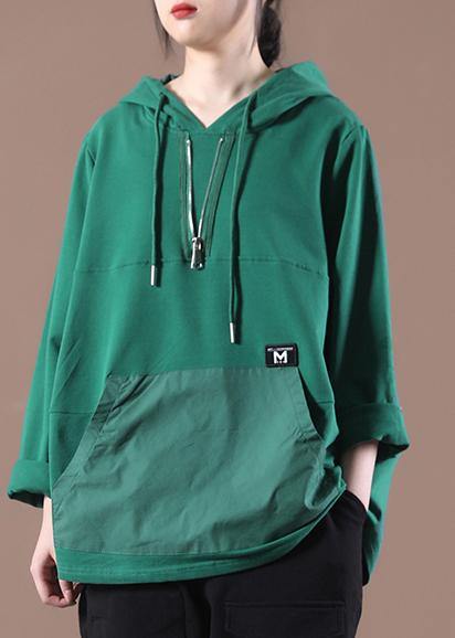Chic Green Casual Loose Sweatshirts Top - SooLinen