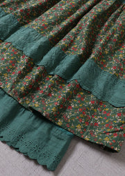 Chic Green Lace Patchwork Print Röcke Winter