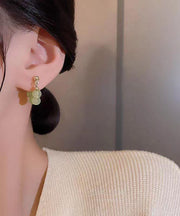 Chic Green Overgile Crystal Hoop Earrings