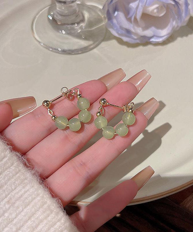 Chic Green Overgile Crystal Hoop Earrings