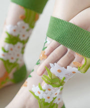Chic Green Patchwork Sheer Mesh Ankle Socks