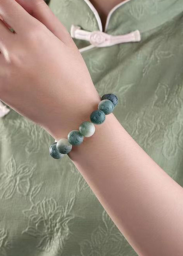 Chic Green Six Word Proverbs for Peace Bodhi Bracelet