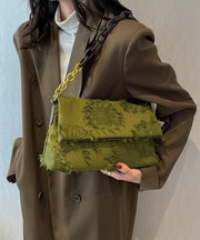 Chic Green Tassel Patchwork Chain Canvas Messenger Bag