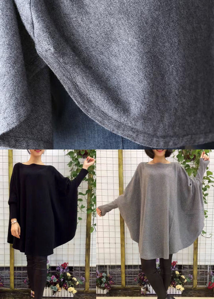 Chic Grey Bat wing Sleeve Casual Fall Wool Sweater