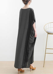 Chic Grey Patchwork Casual Summer Cotton Dress - SooLinen