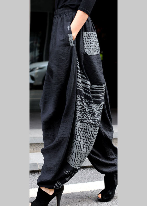 Chic Grey asymmetrical design Pockets lantern Winter Pants