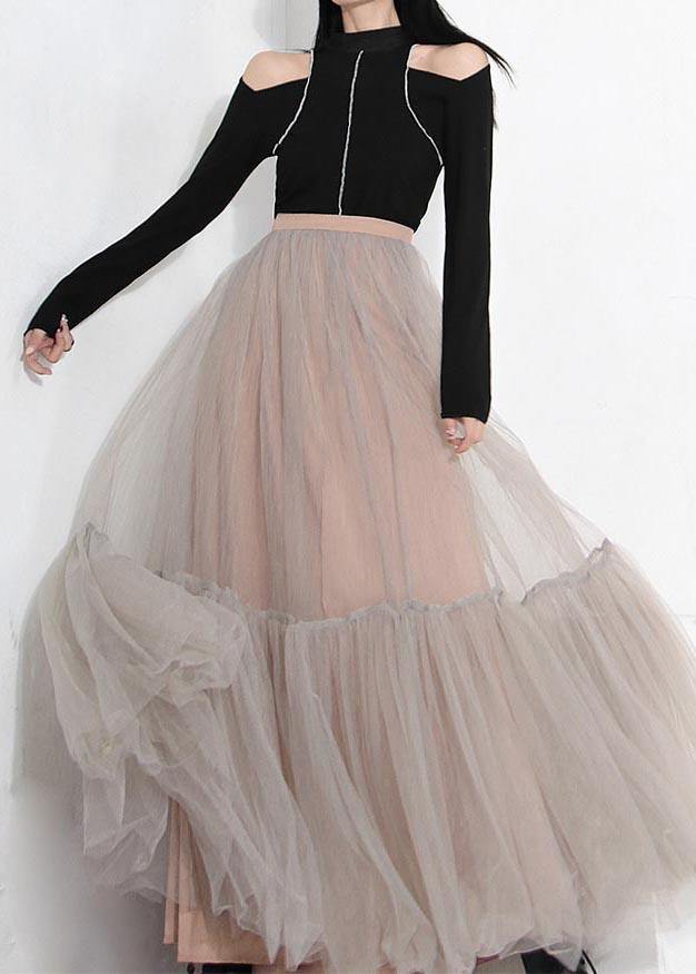 Chic Grey tulle Patchwork A Line Summer Skirts - SooLinen