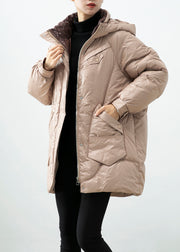 Chic Khaki Hooded Oversized Duck Down Puffer Jacket Winter