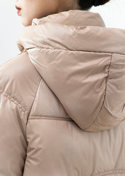 Chic Khaki Hooded Oversized Duck Down Puffer Jacket Winter