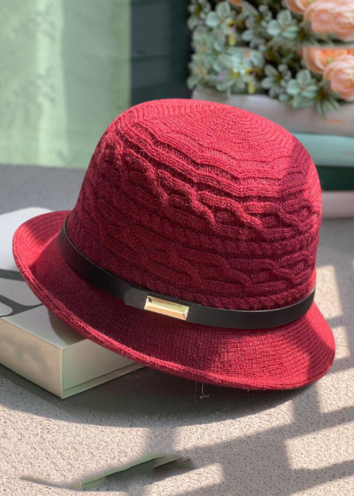 Chic Khaki Sashes Patchwork Knit Cloche Hat