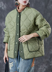 Chic Light Green Thick Patchwork Warm Fleece Jacket Winter
