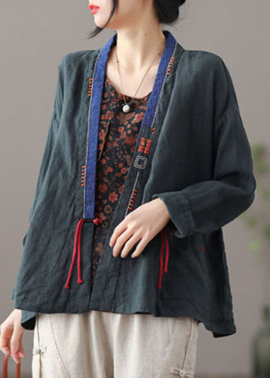 Chic Mulberry Embroidered Patchwork Loose Coat Spring