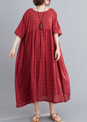 Chic Mulberry O-Neck Wrinkled Maxi Dress Summer