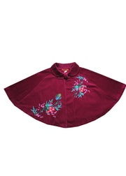 Chic Mulberry Peter Pan Collar Embroidered Corduroy Coats Cloak Sleeves