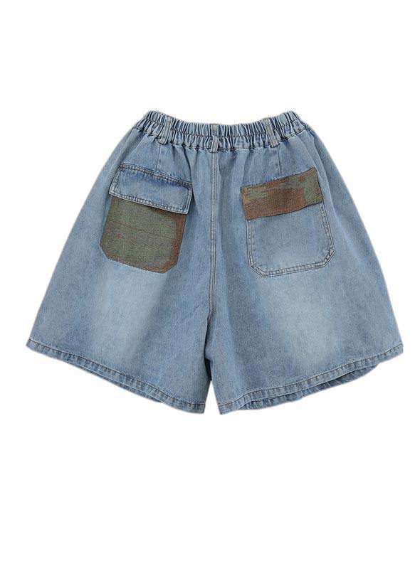 Chic Navy Cotton pockets hot pants  Pants Summer - SooLinen