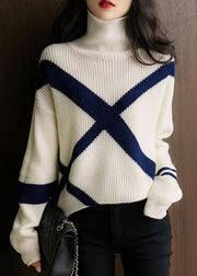 Chic Navy Turtleneck Cozy Wool Sweaters Long Sleeve